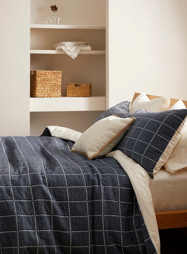 Dotted windowpane check duvet cover set